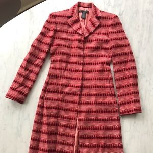 Parallel fitted long jacket / coat in velvet